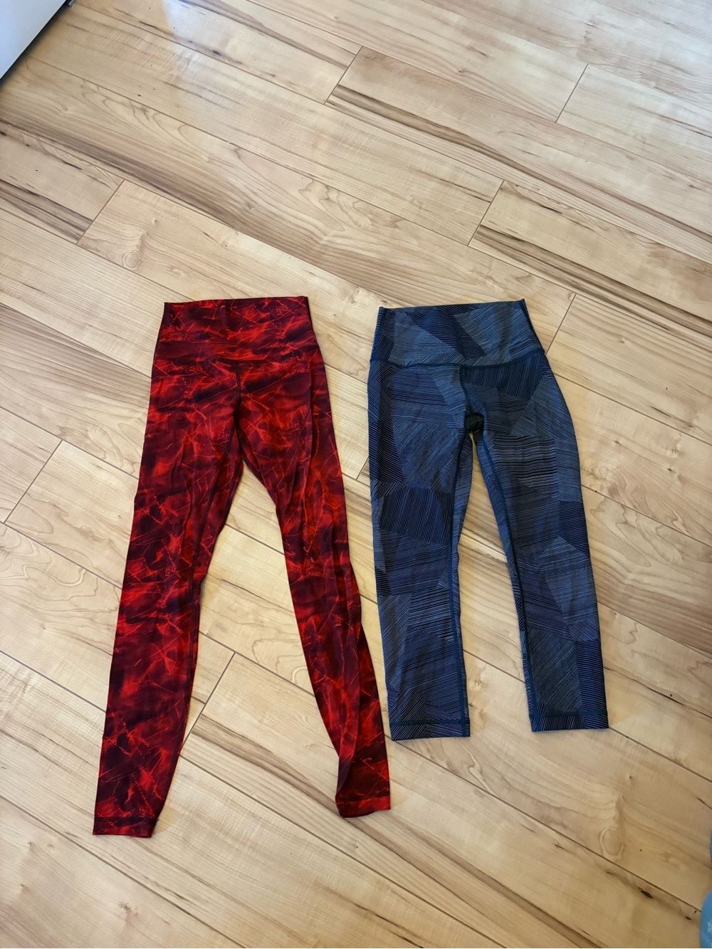 lululemon athletica Red & Navy Patterned High-Rise Leggings Pair